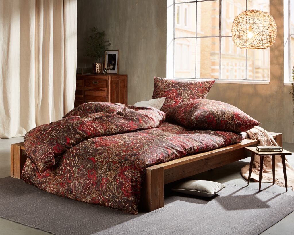 

Постельное белье Mako Satin Paisley восточный красный 135х200+80х80 Bettwaesche-mit-Stil