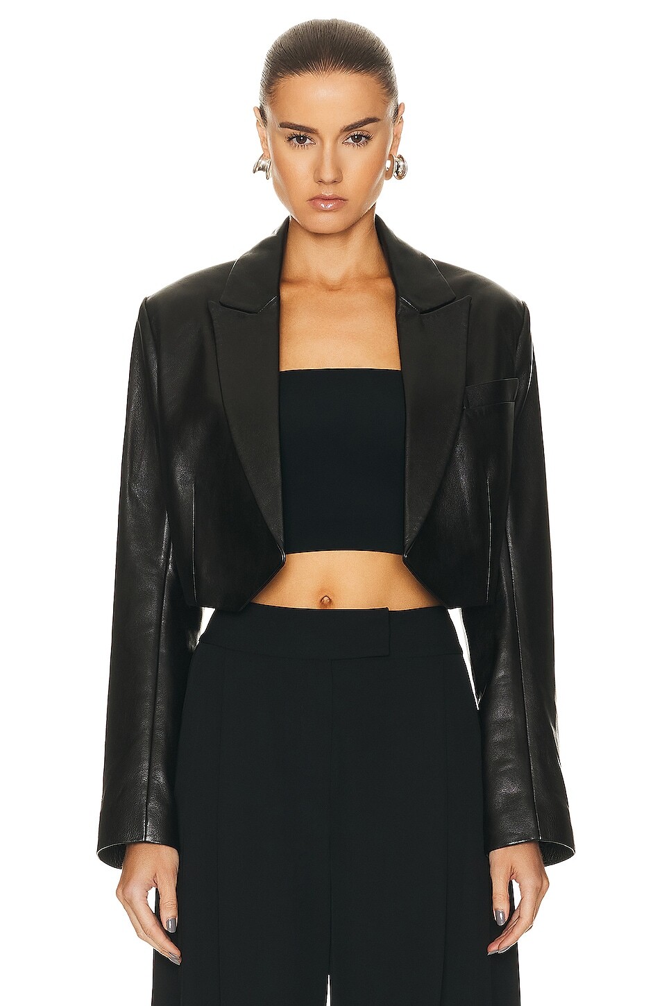 

Блейзер The Sei Leather Crop, черный