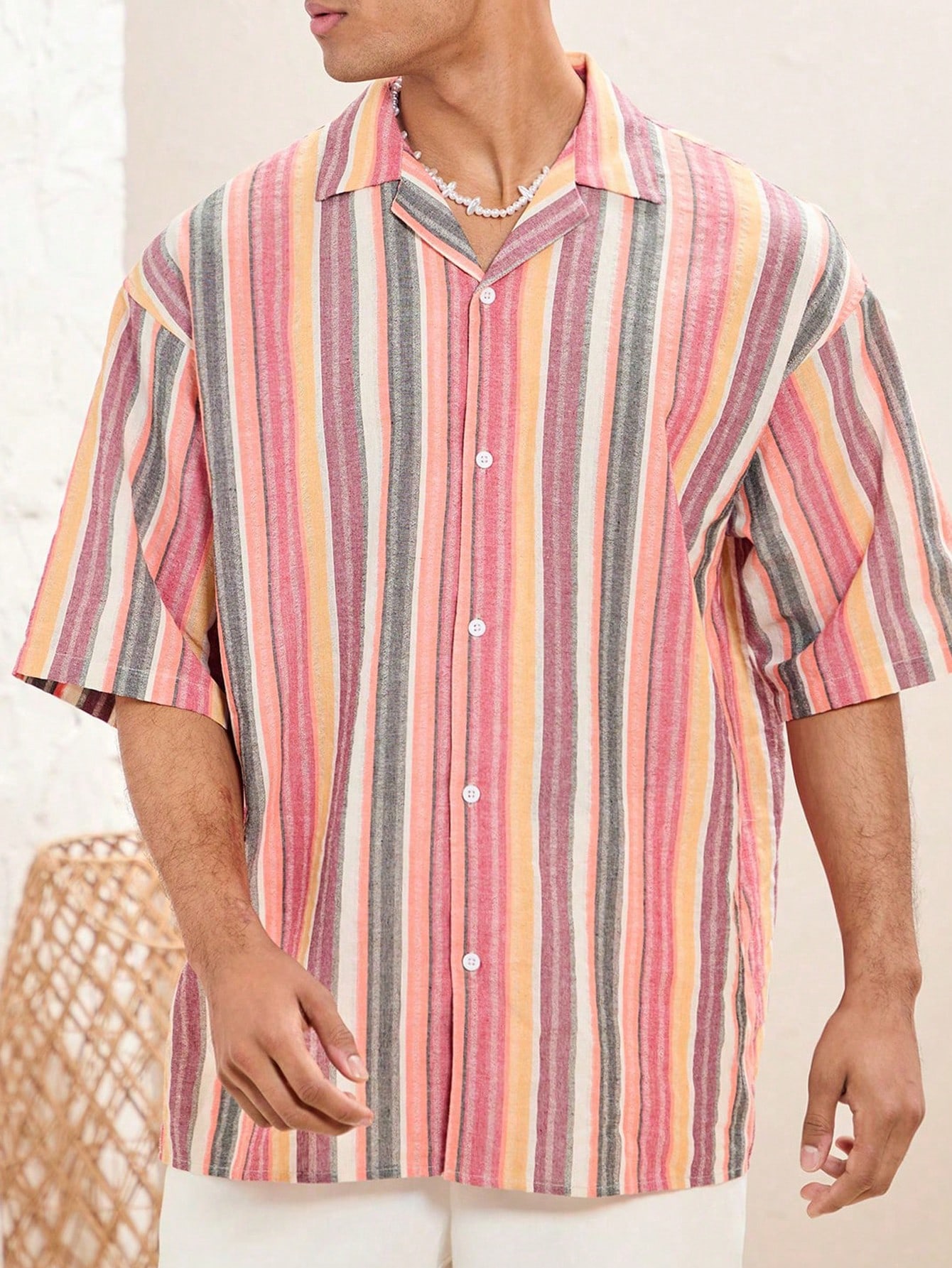 Мужская фестивальная одежда Manfinity VCAY, многоцветный мужская гавайская рубашка с принтом кокосового дерева повседневная пляжная рубашка с короткими рукавами отложным воротником и одной пуго