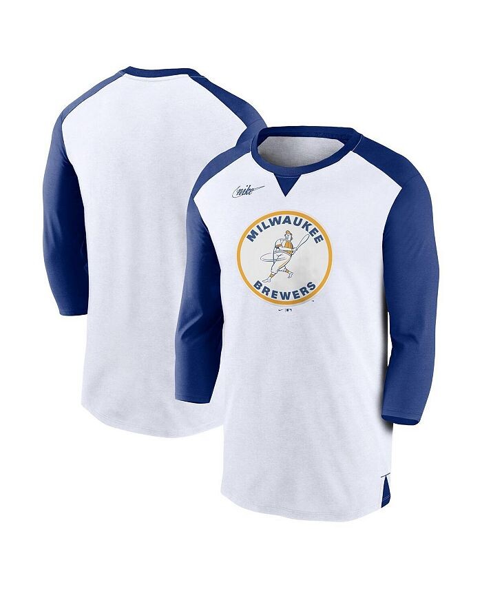 

Мужская белая футболка Royal Milwaukee Brewers Rewind с рукавом 3/4 Nike, белый
