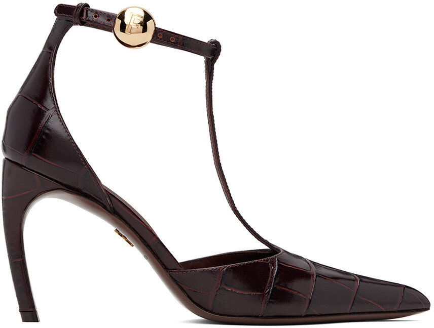 

Коричневые туфли на каблуке с Т-образным ремешком Ferragamo