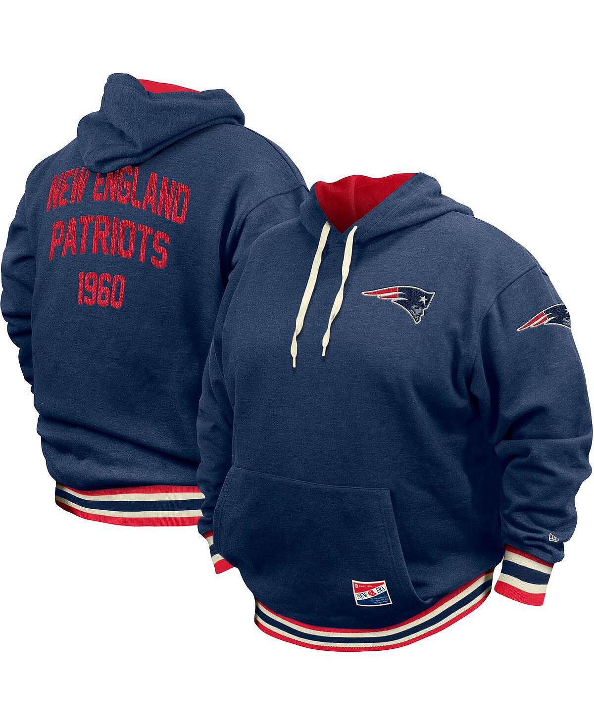 Мужской темно-синий пуловер с капюшоном New England Patriots Big and Tall NFL New Era
