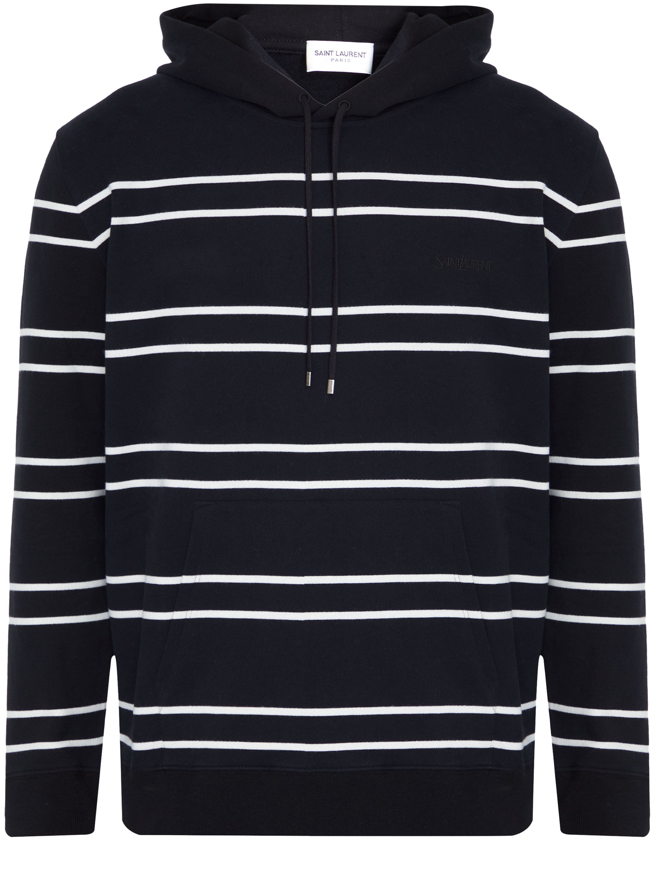 Худи Saint Laurent Striped cotton, черный укороченная куртка из фланели в полоску рив гош saint laurent серый