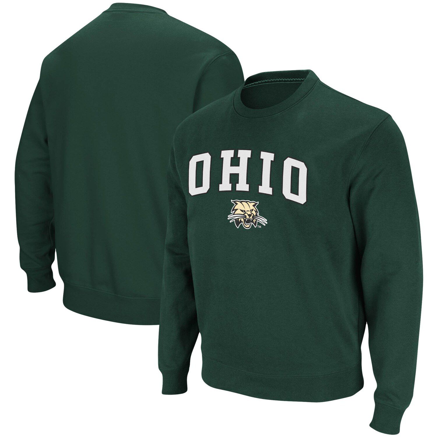 Мужской зеленый свитшот из твила Ohio Bobcats Arch & Logo Tackle Colosseum