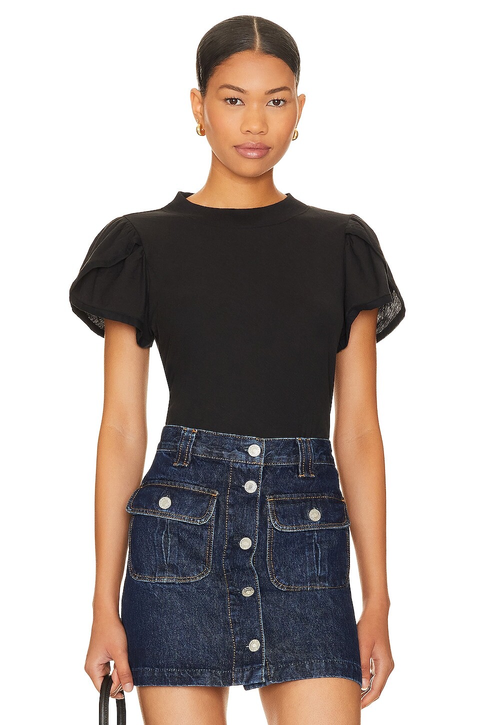 

Топ Nation LTD Kennedy Contrast Tulip Sleeve, цвет Jet Black