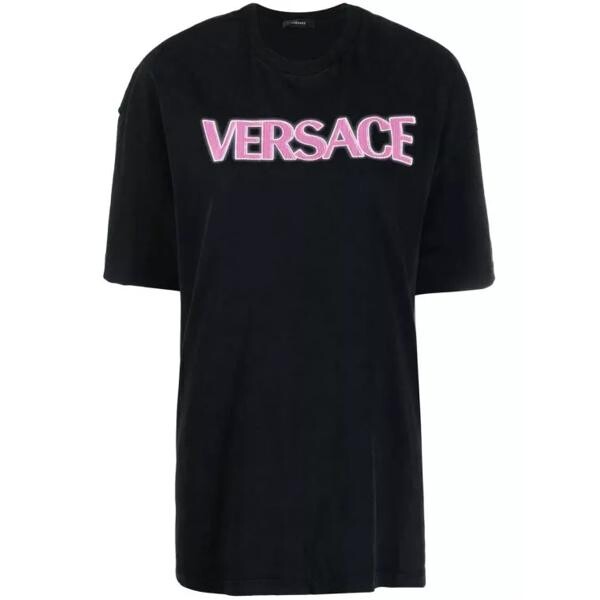 

Футболка logo-print cotton t-shirt Versace, черный
