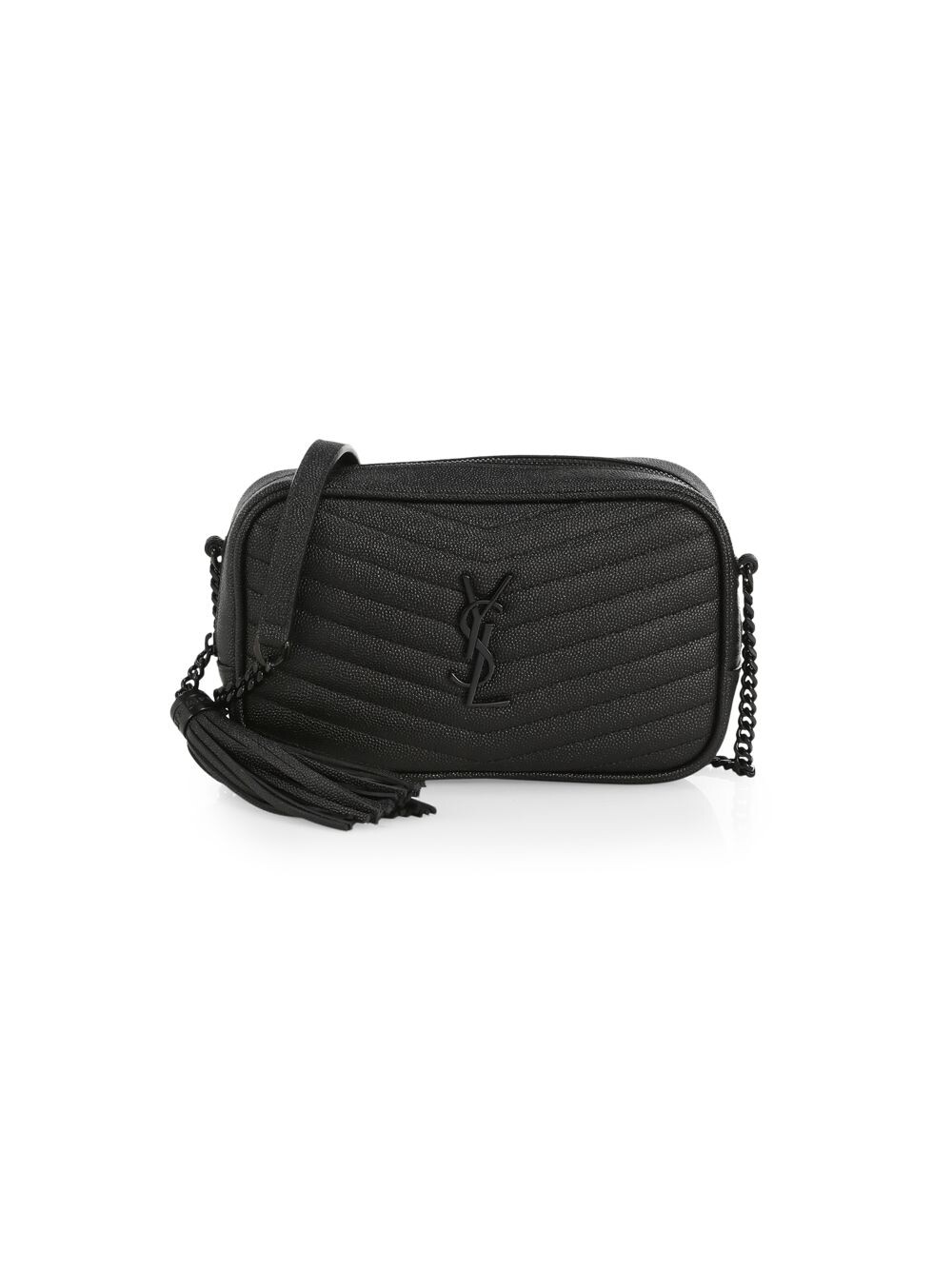 

Кожаная сумка Mini Lou Matelassé для фотоаппарата Saint Laurent, черный