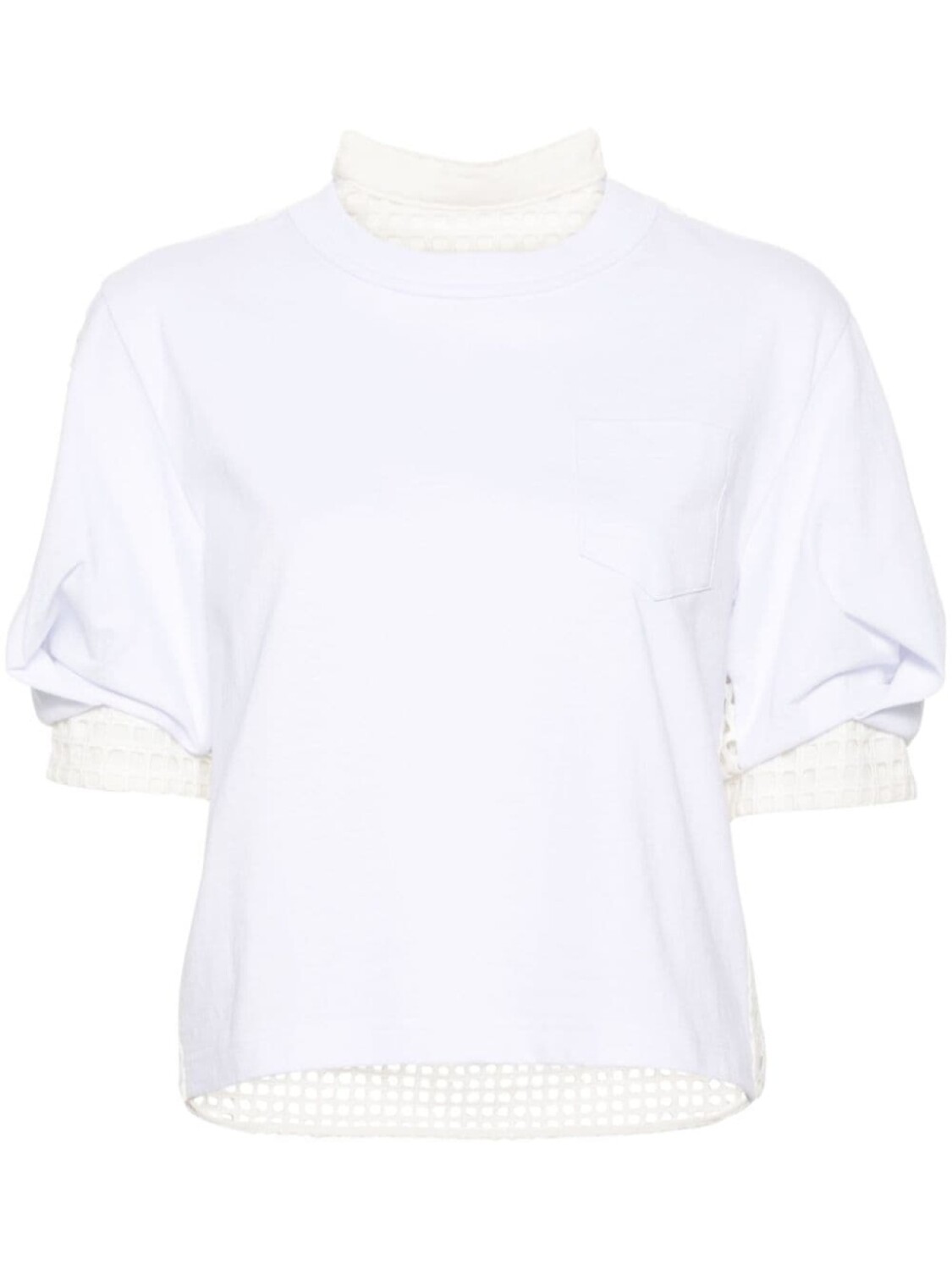 

sacai футболка с ажурной вставкой, белый