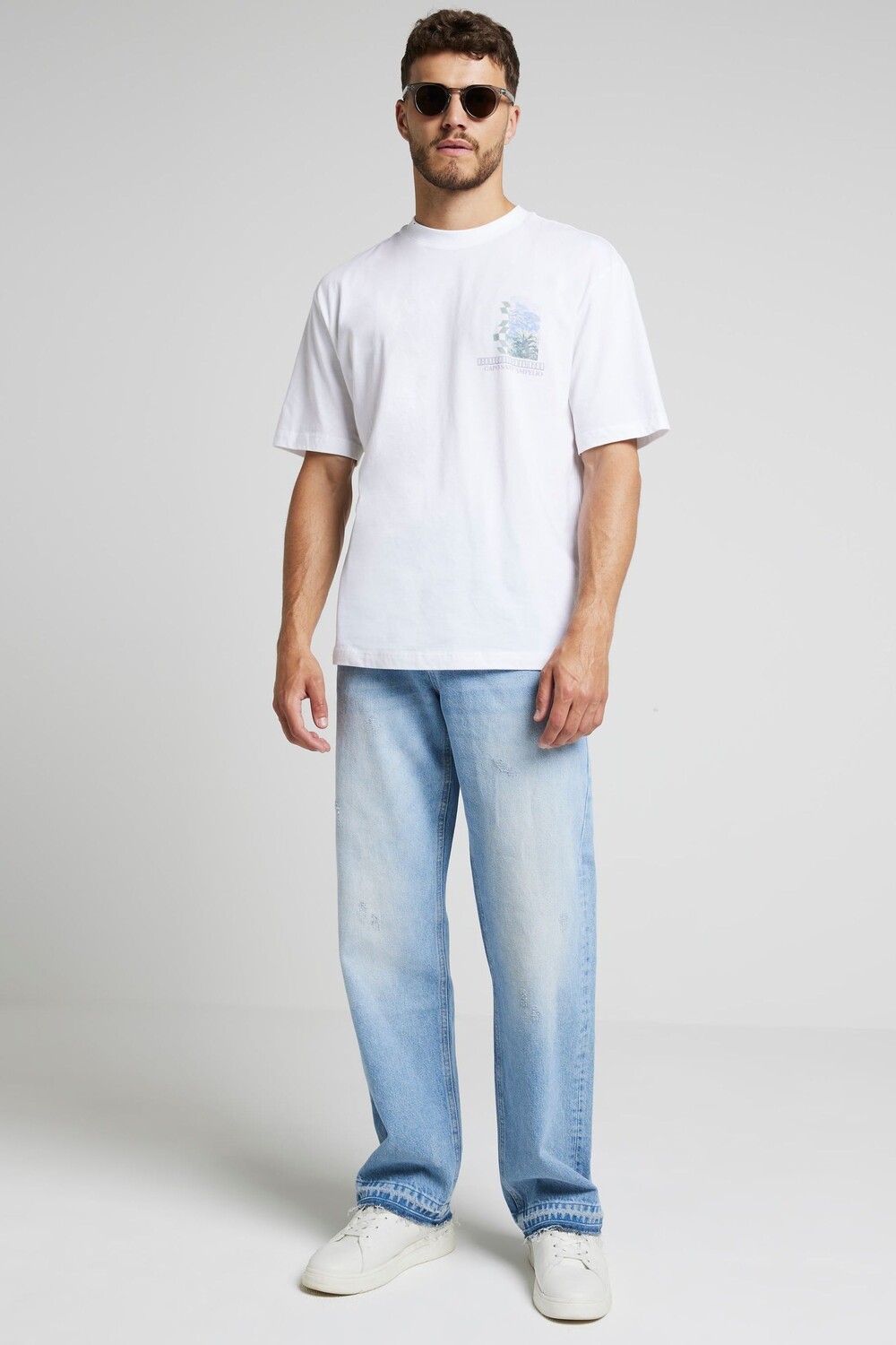 

Джинсы свободного кроя, стираные River Island, синий