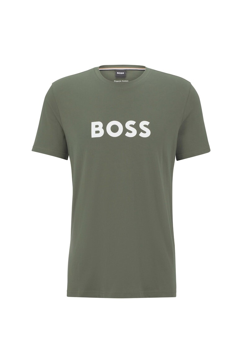 

Футболка с овальным вырезом и логотипом Boss, зеленый