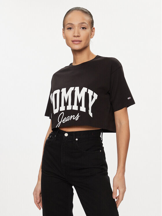 

Укороченная футболка Tommy Jeans, черный