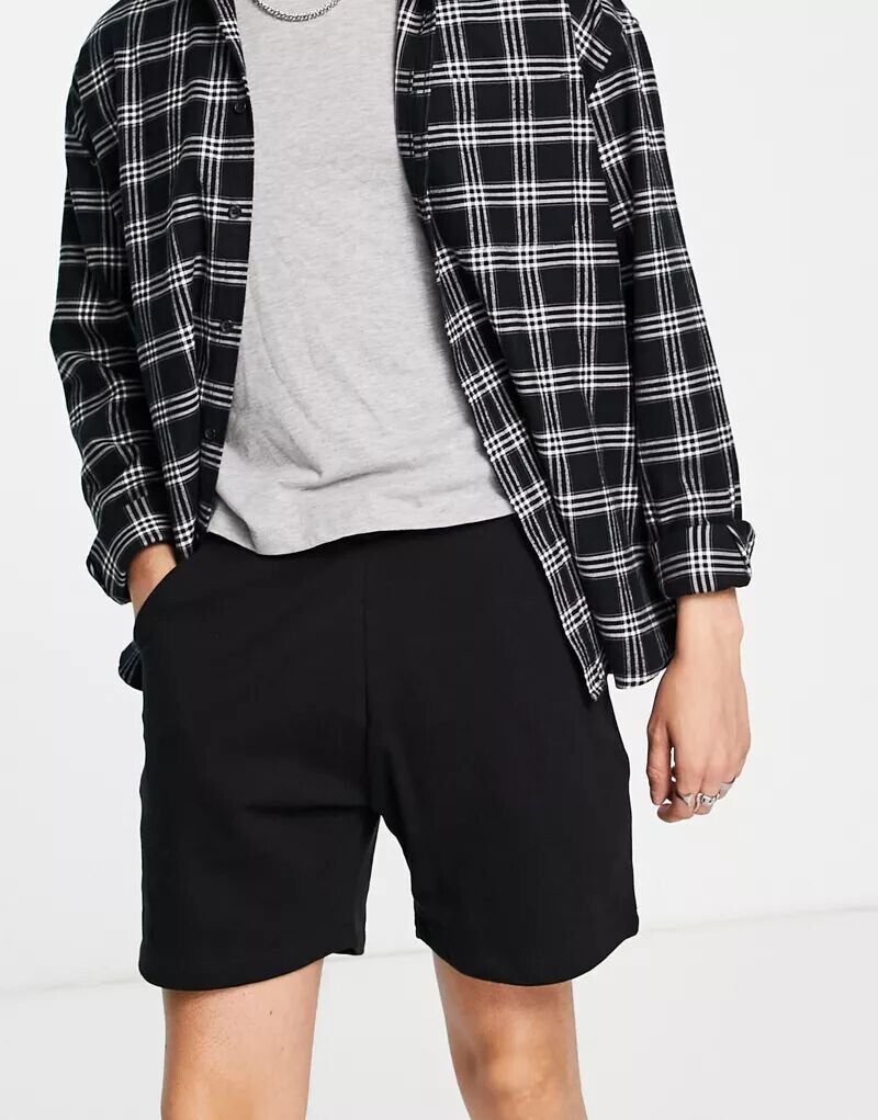 

Черные укороченные шорты из джерси скинни ASOS