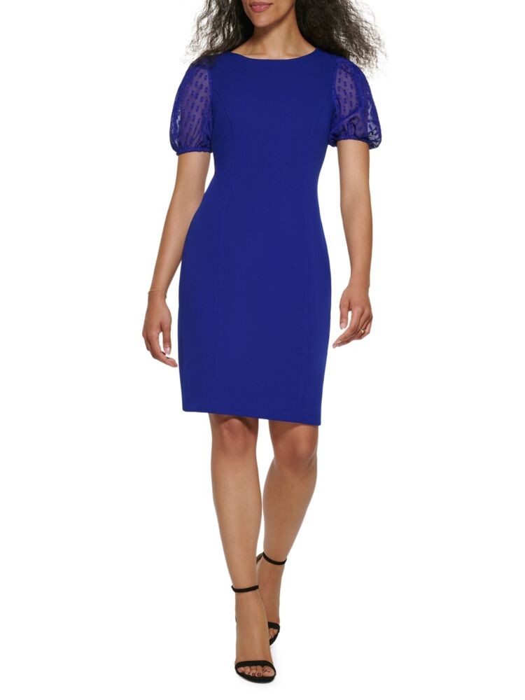 Платье-футляр с пышными рукавами Dkny, цвет Berry Blue