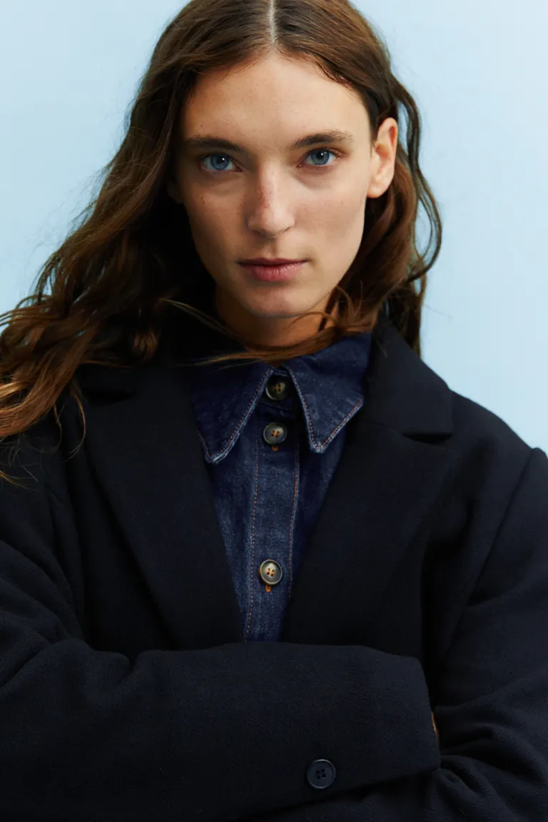 

Однобортное пальто H&M, черный