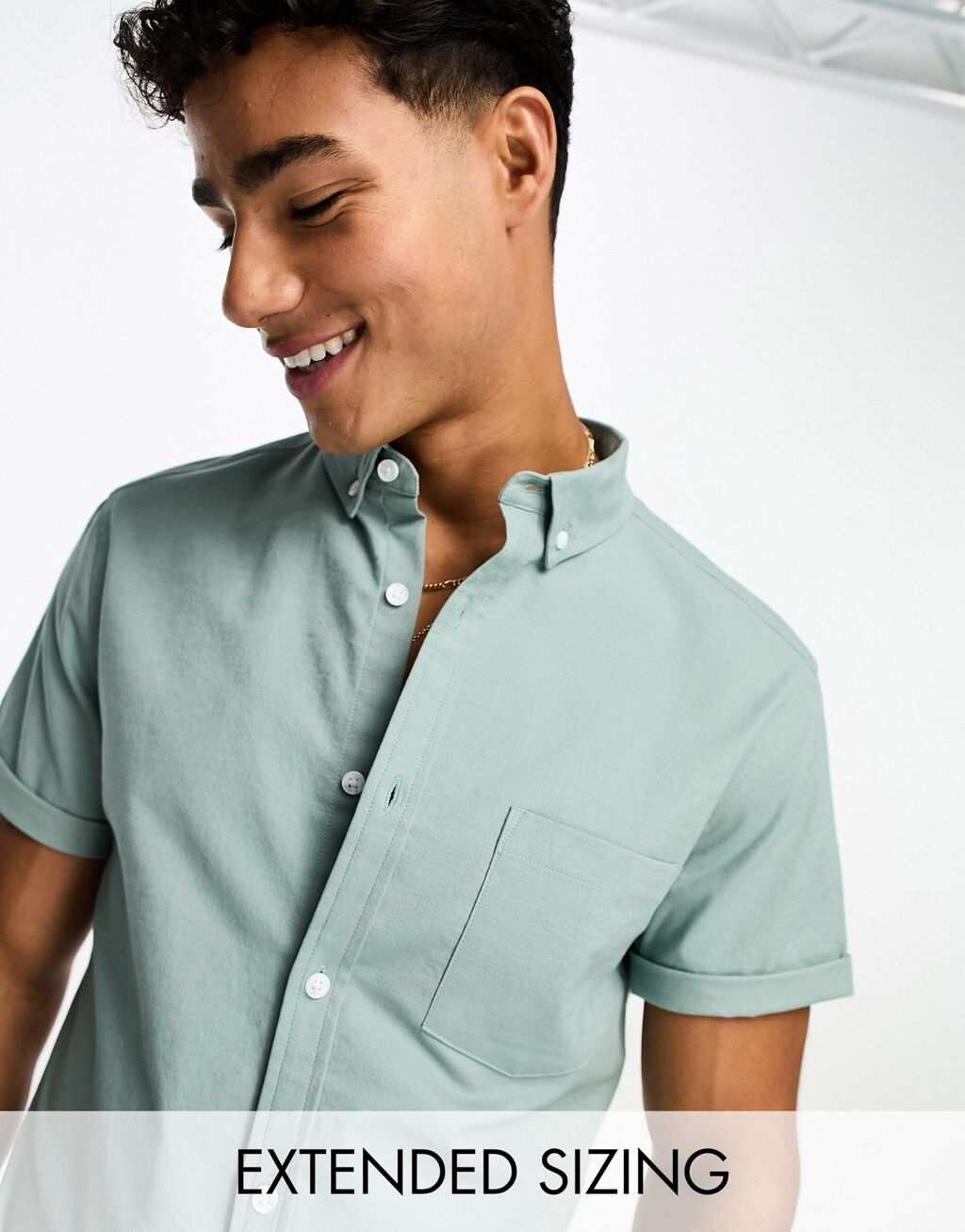

Голубая оксфордская рубашка узкого кроя ASOS DESIGN