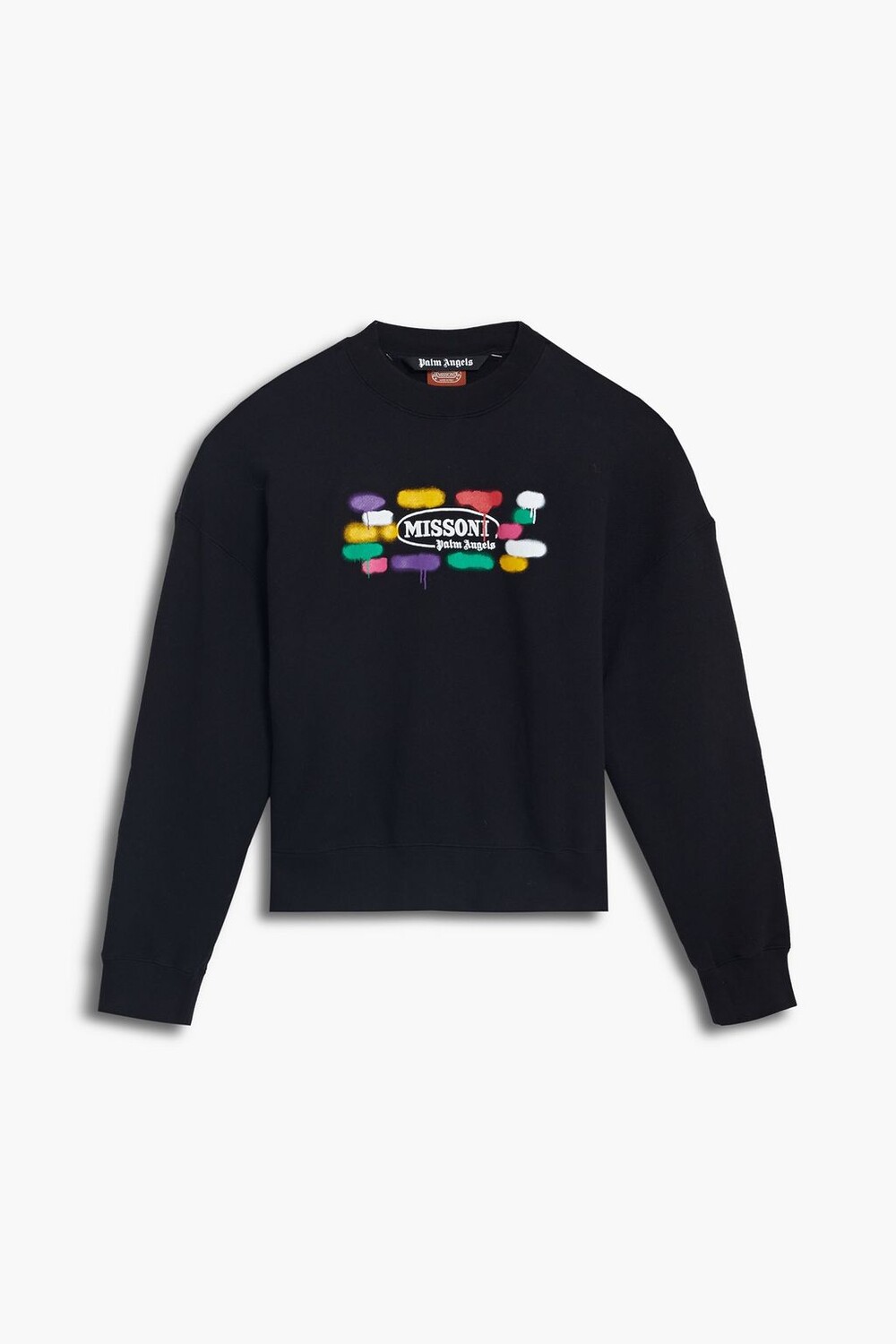 

Свитер из французской хлопковой махры с принтом и вышивкой Missoni, черный