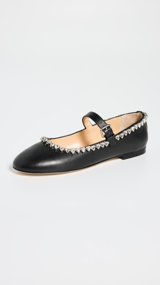 

Балетки MACH & MACH Audrey Black Leather Round Toe Ballerina, черный