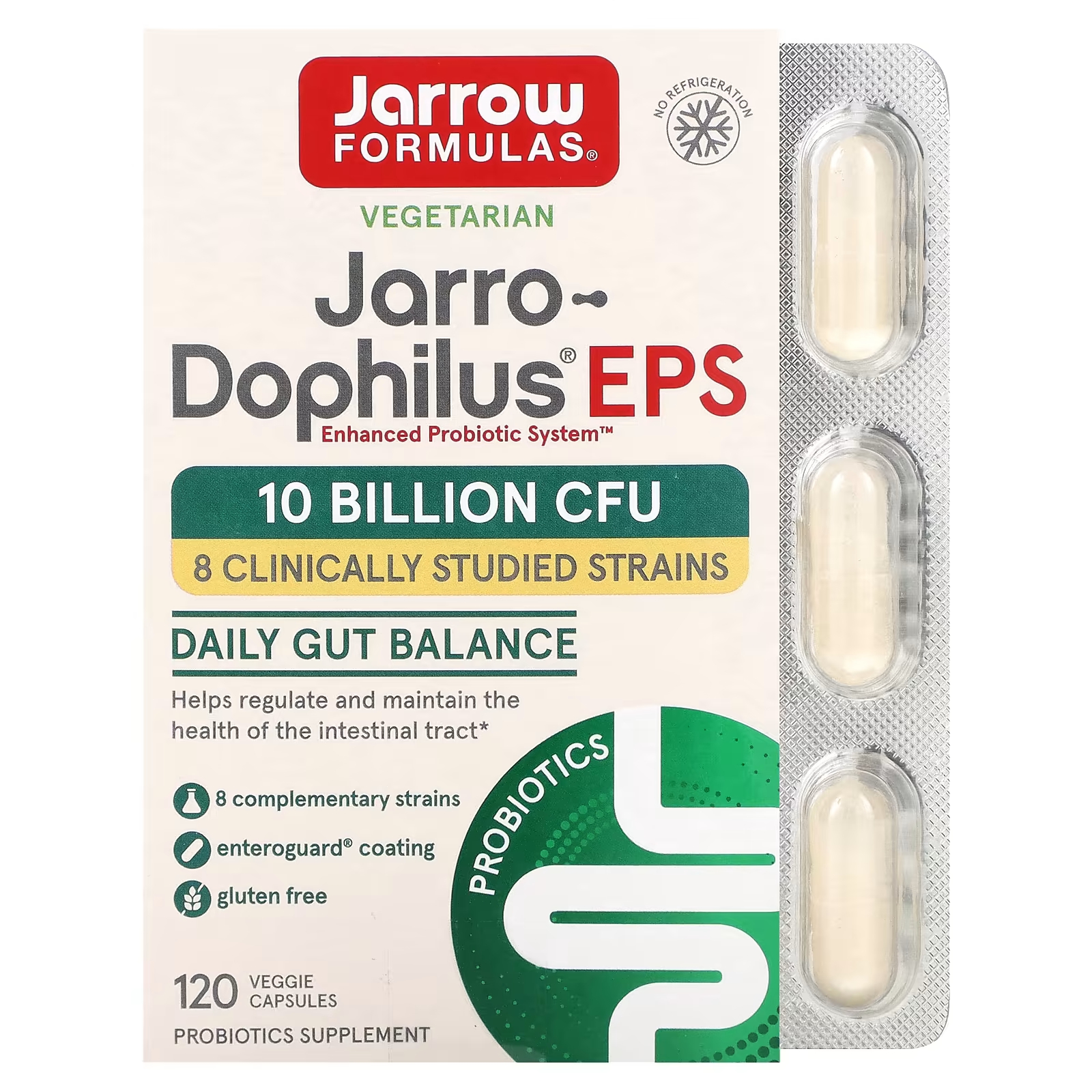 Добавка с пробиотиками Jarrow Formulas Jarro-Dophilus EPS, 120 растительных капсул добавка jarrow formulas jarro dophilus 60 растительных капсул