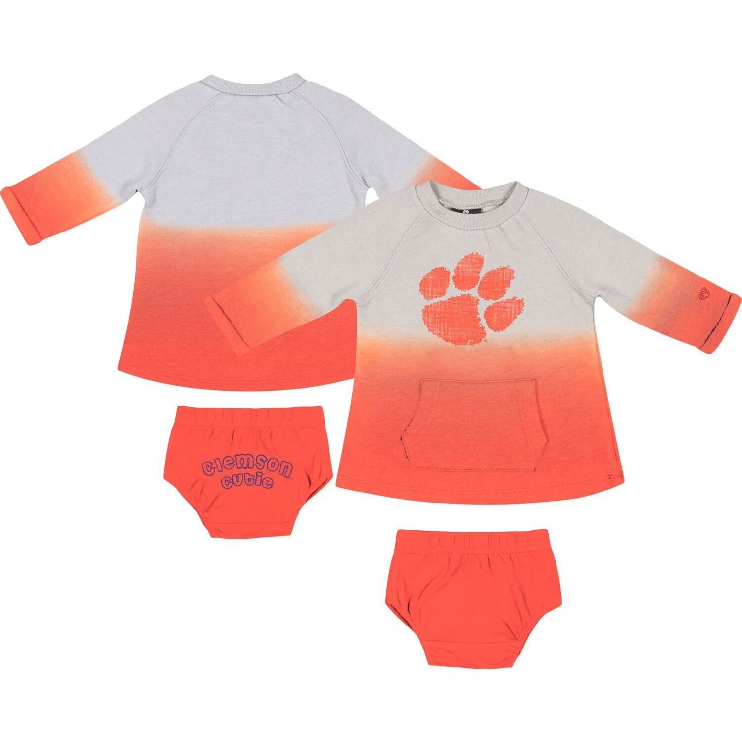 

Серое/оранжевое платье Colosseum для новорожденных и младенцев Clemson Tigers Hand in Hand с эффектом омбре и комплект шароваров Colosseum