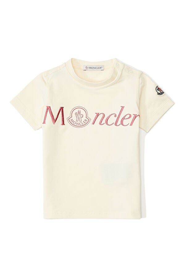 

Футболка для девочки с вышивкой логотипа Moncler, бежевый