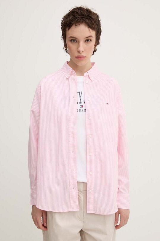 

Хлопковая рубашка Tommy Jeans, розовый