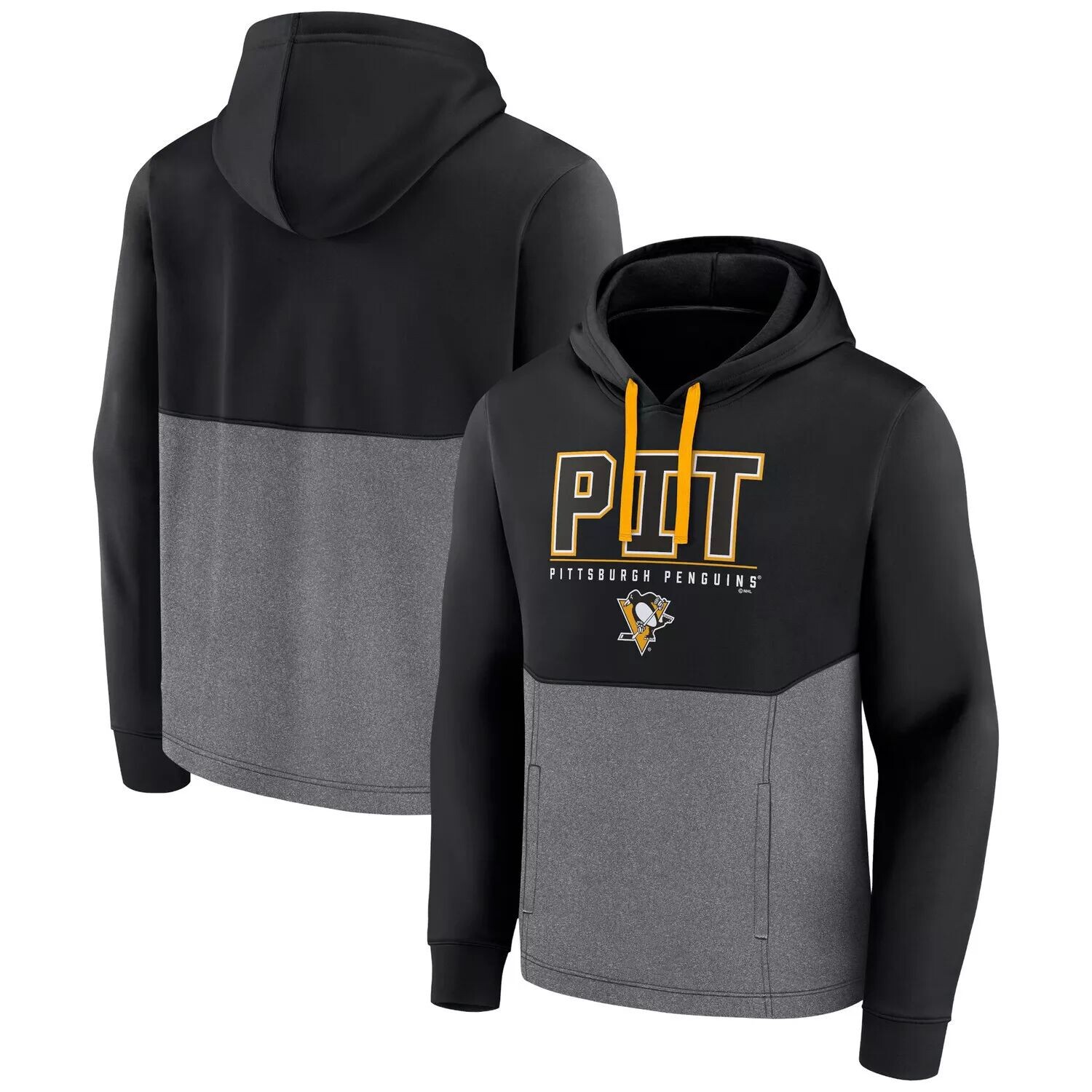 

Мужской черный фирменный пуловер с капюшоном Pittsburgh Penguins Successful Tri-Blend Fanatics