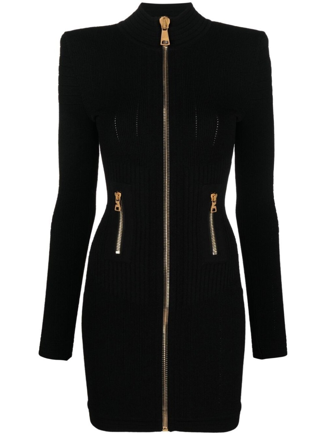 

Balmain платье в рубчик на молнии, черный