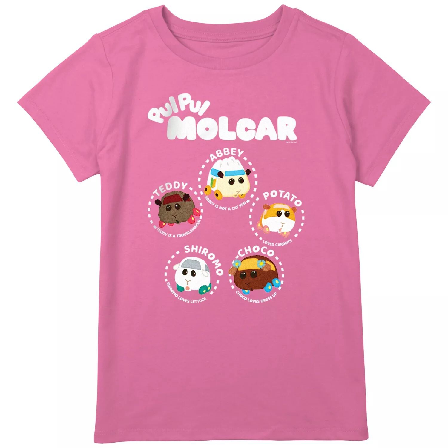 

Футболка с рисунком Pui Pui Molcar Cast Teddy Abbey Potato Choco Shiromo для девочек 8–20 лет Licensed Character
