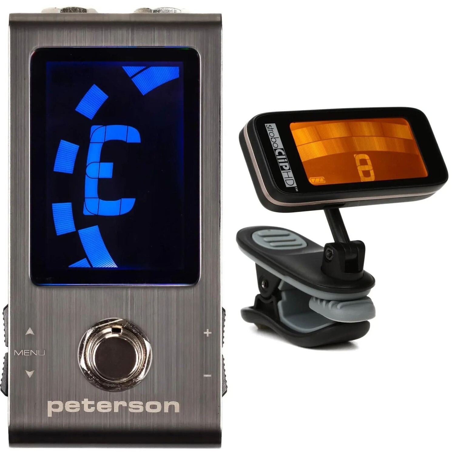 

Мини-педальный тюнер Peterson StroboStomp с тюнером-клипсой StroboClip HD