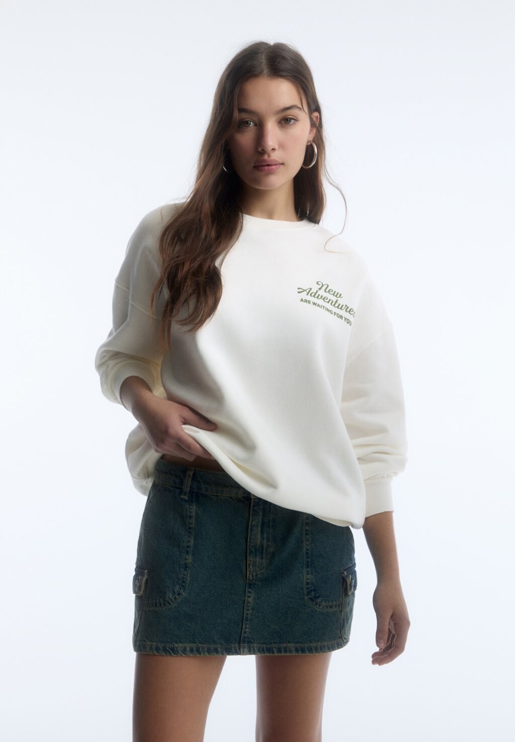 

Толстовка SLOGAN PULL&BEAR, цвет white