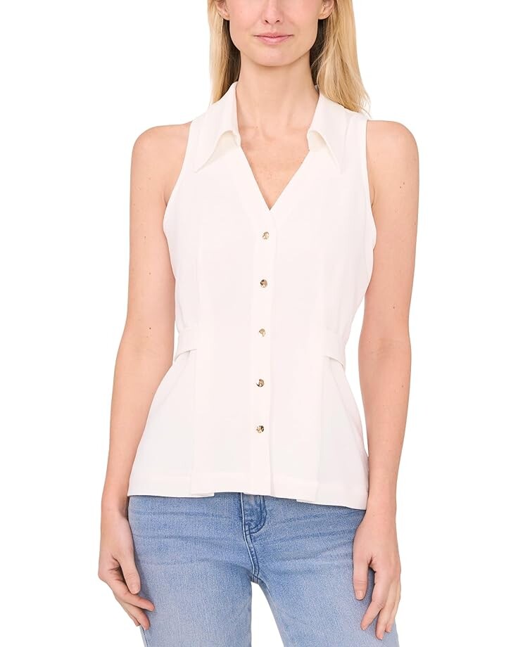 

Блузка CeCe Sleeveless Collared Vest Blouse, цвет New Ivory