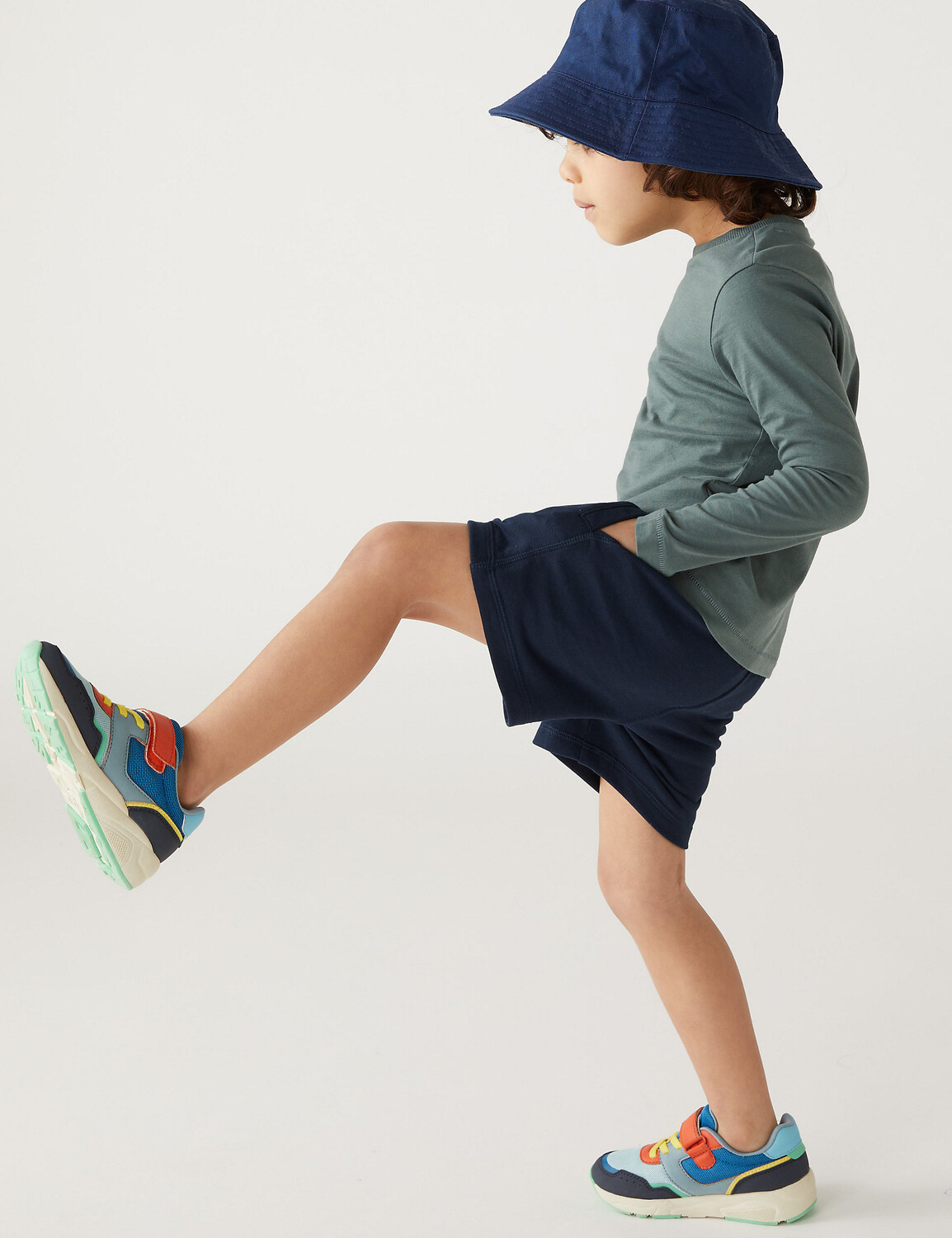 

Простые шорты из богатого хлопка (2–8 лет) Marks & Spencer, темно-синий