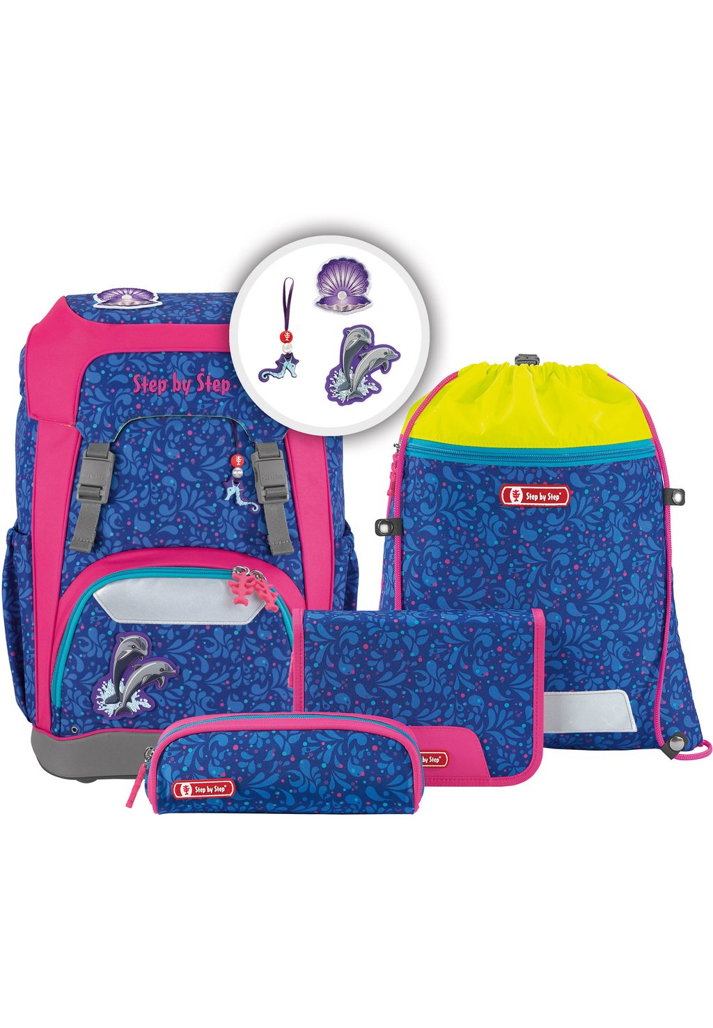 Набор школьных сумок GIANT SET 5TLG Step by Step, цвет happy dolphin ранец детский step by step kid happy dolphins синий голубой 183701