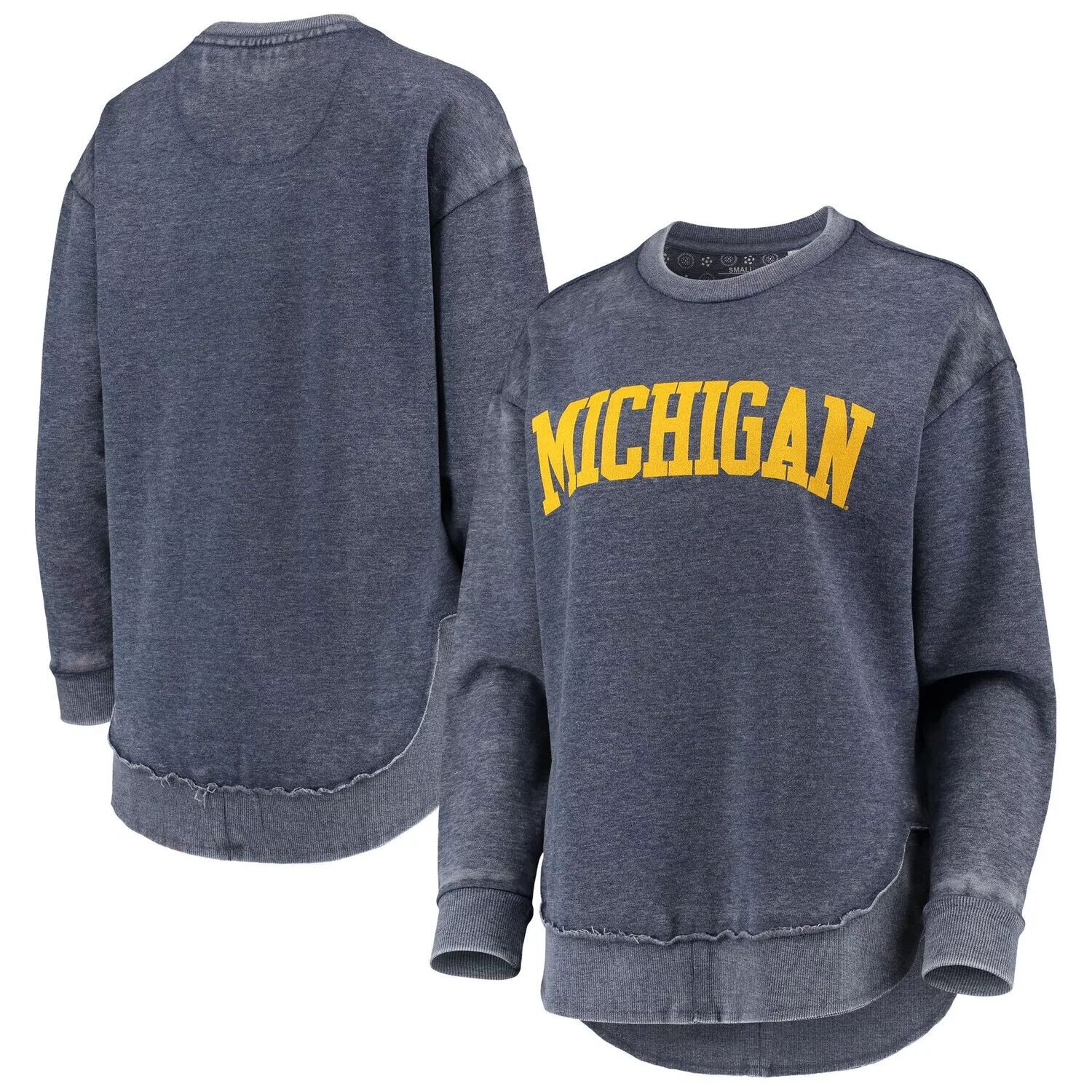 

Женский свитер Pressbox Navy Michigan Wolverines Vintage Wash Pullover