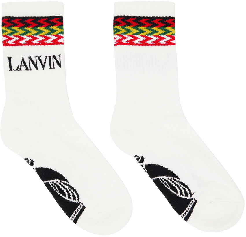 

Белые бордюрные носки Lanvin, цвет White/Multicolor