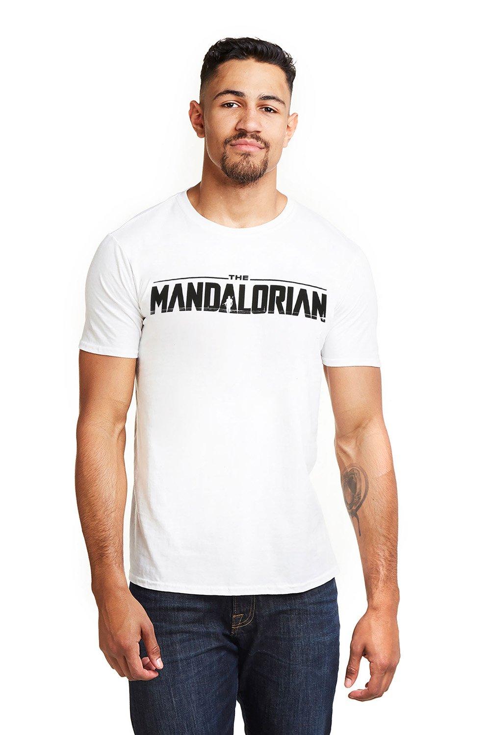 Хлопковая футболка с логотипом Mandalorian Star Wars, белый копилка star wars the mandalorian – mandalorian 20 см