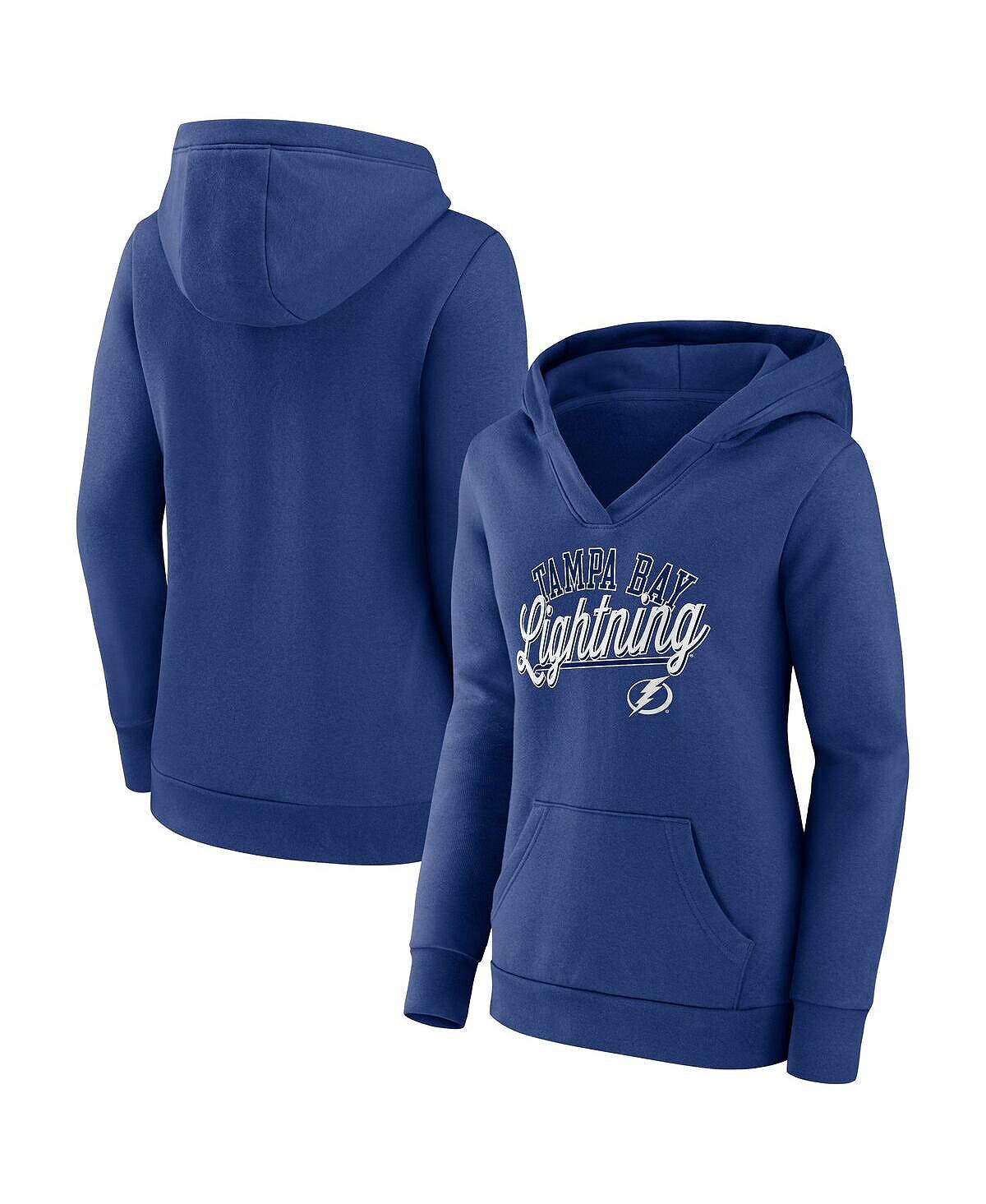 

Женский синий пуловер с капюшоном Tampa Bay Lightning Simplicity Crossover с V-образным вырезом Fanatics, синий