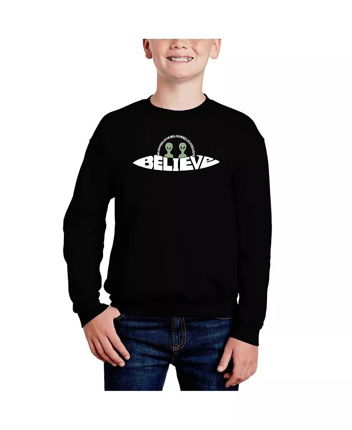 

Believe UFO — толстовка с круглым вырезом Big Boy's Word Art La Pop Art, красный