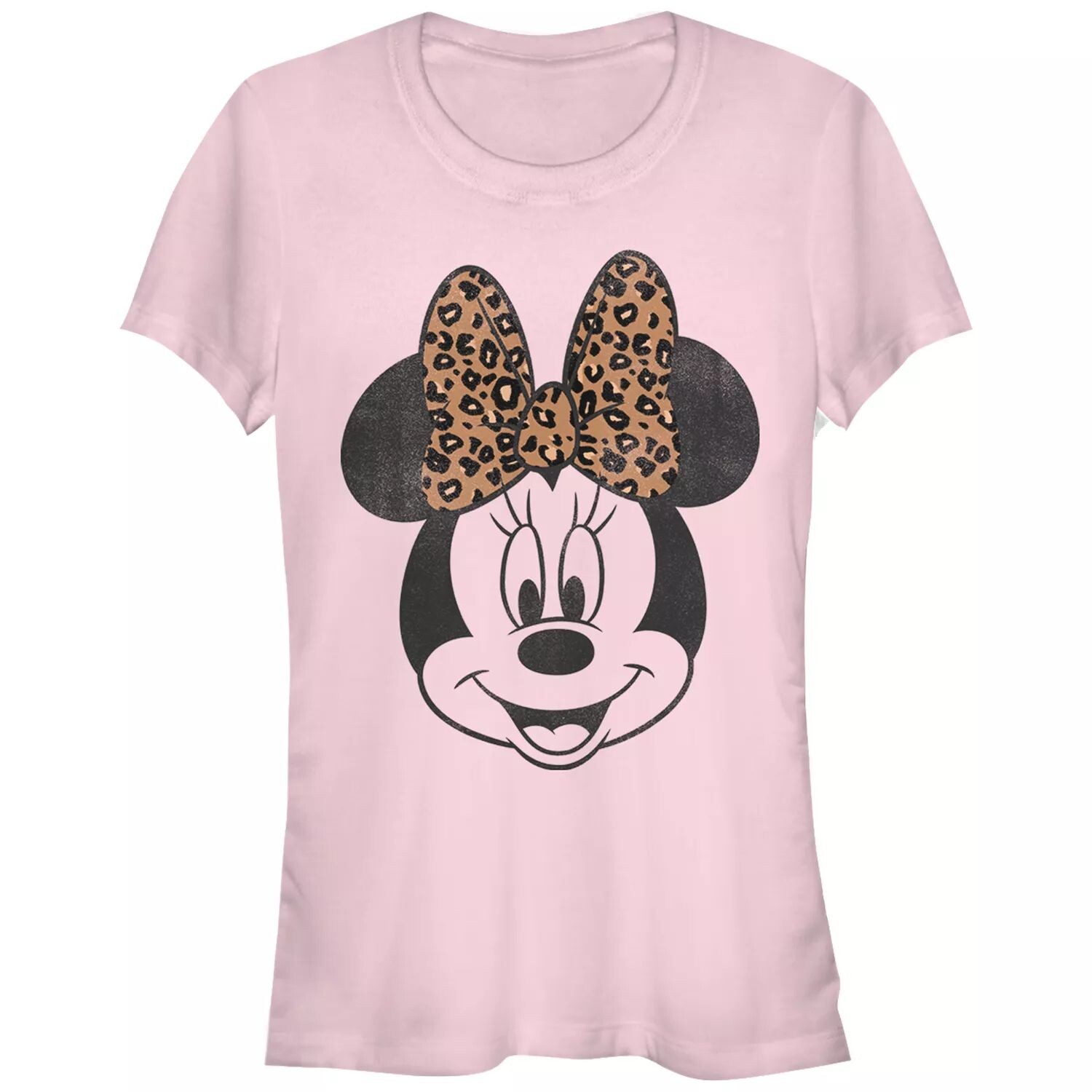 

Детская приталенная футболка Disney's Minnie Mouse с леопардовым принтом и бантом и портретом Licensed Character