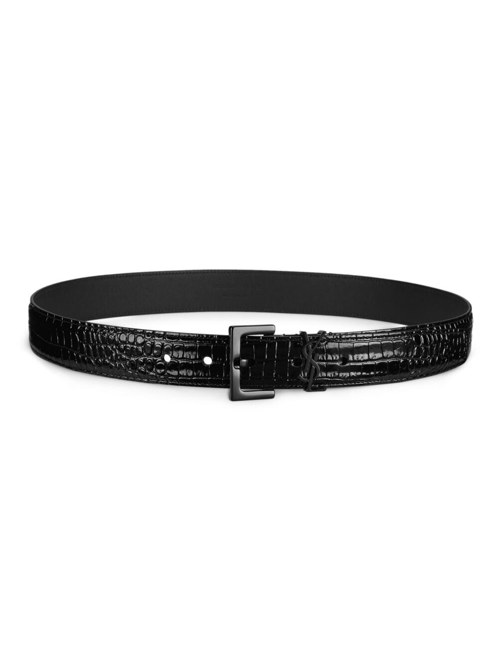 

Ремень из кожи с тиснением под крокодила Saint Laurent, неро