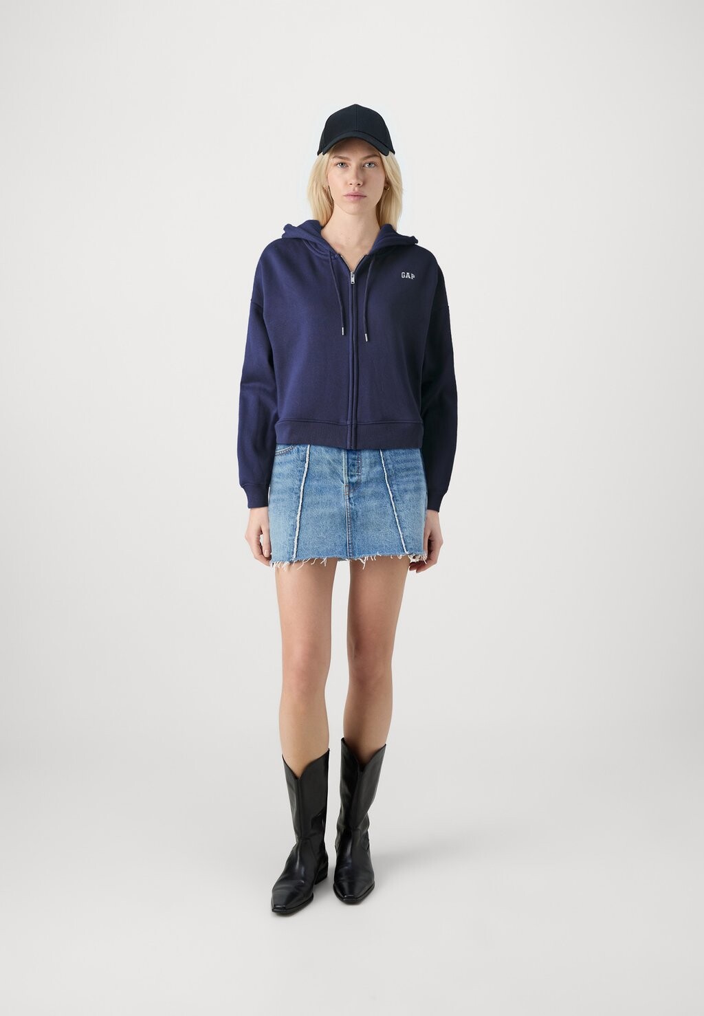 

Толстовка на молнии, темно-синий Abbreviated Hoodie GAP, темно-синий