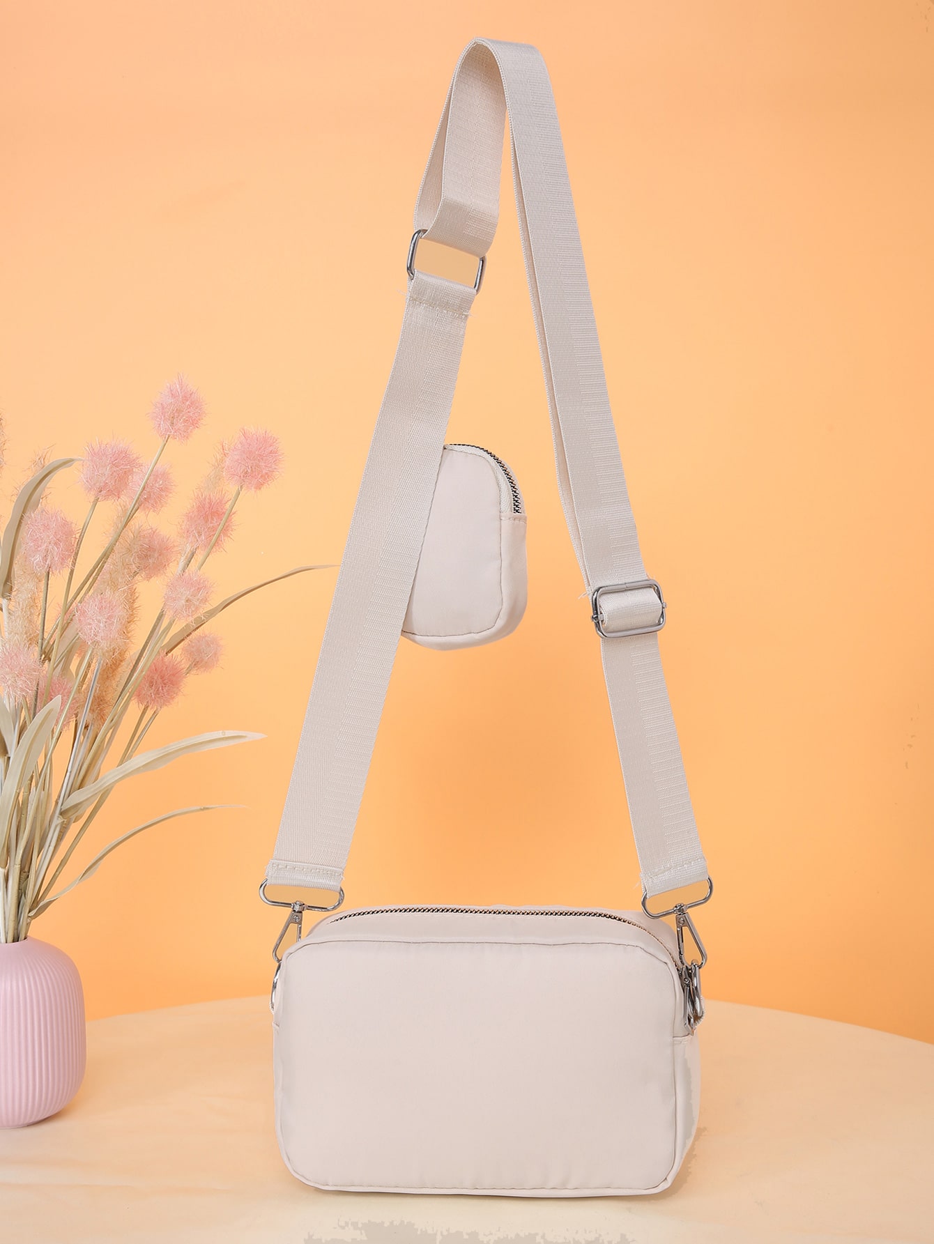 Мини-минималистичная квадратная сумка с сумочкой, бежевый