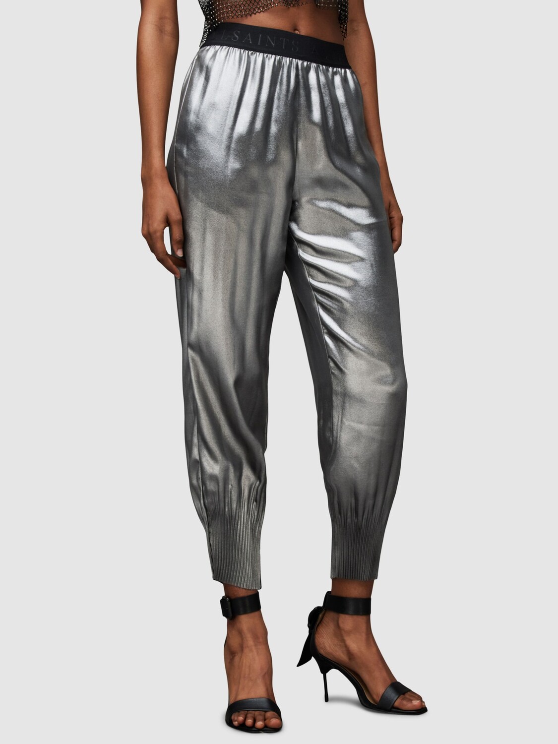 

Зауженные брюки Nala AllSaints, металлический серый