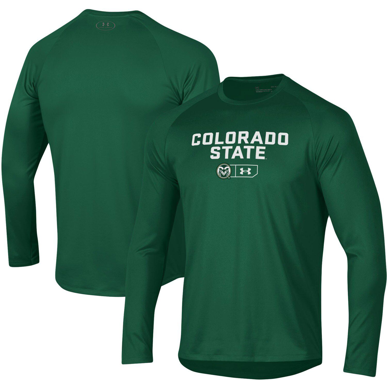 

Мужская зеленая футболка с длинным рукавом Colorado State Rams Lockup Tech реглан Under Armour