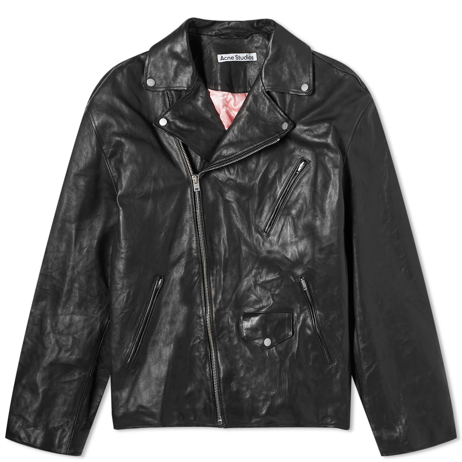 Куртка Acne Studios Liker Distressed Nappa Leather, черный цена и фото