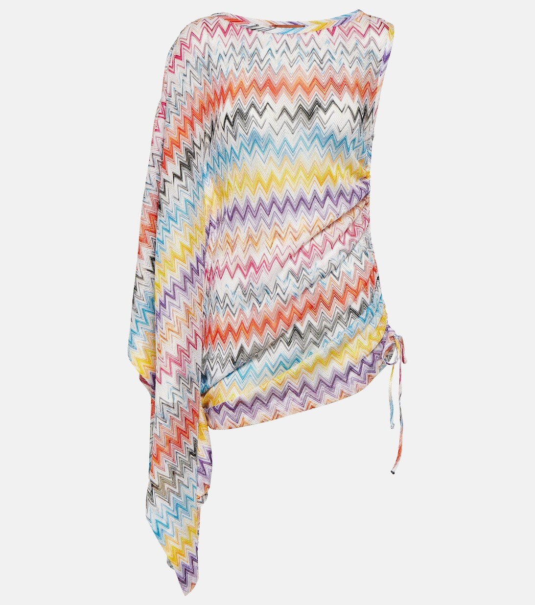 Мини-платье зигзаг с драпированными рукавами Missoni, разноцветный