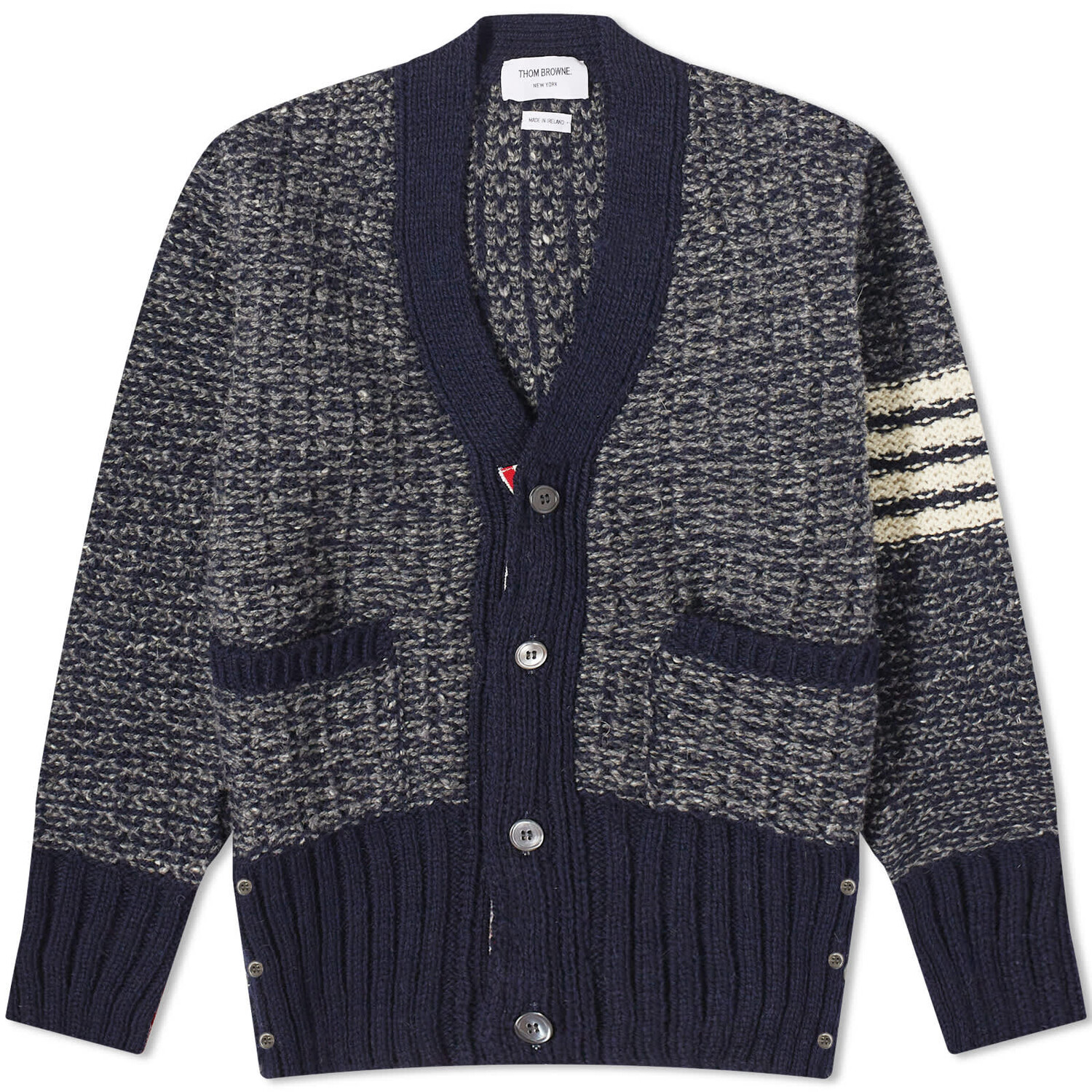 

Кардиган Thom Browne 4-Bar Donegal V-Neck, темно-синий