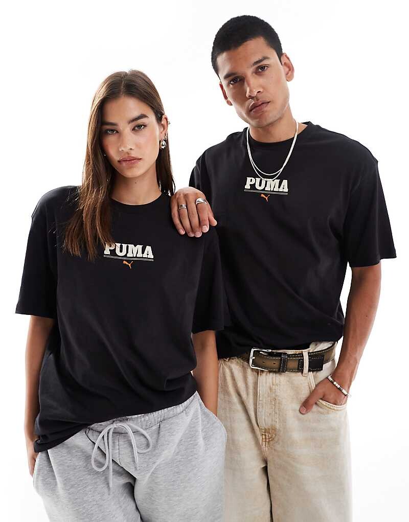 

PUMA – черная футболка с логотипом посередине