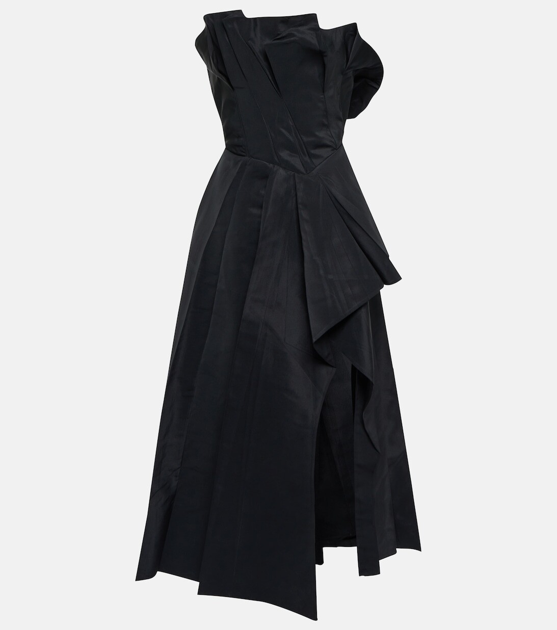 

Плиссированное платье из фая ALEXANDER MCQUEEN, черный
