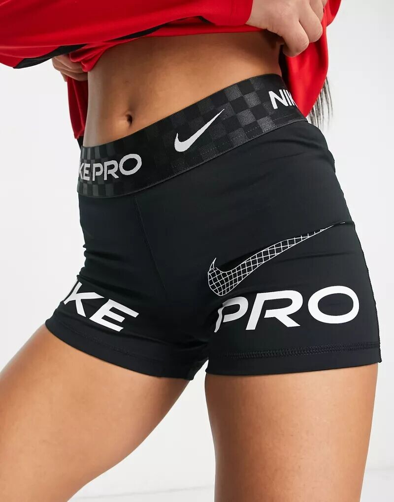 

Черные шорты Nike Pro Training dri fit размером 3 дюйма с рисунком